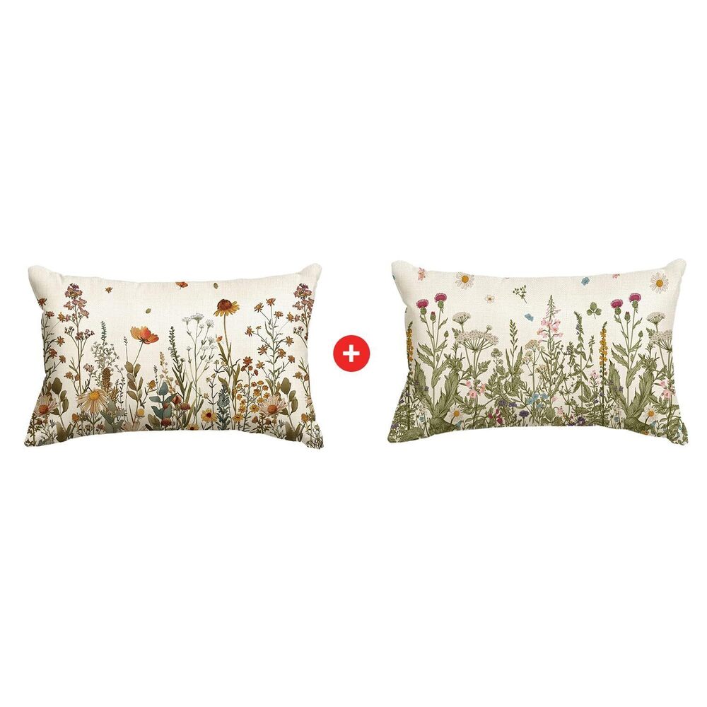 7083 Fall Flowers Throw Pillow Covers, 12 x 20 Inch Wildflowers Spring